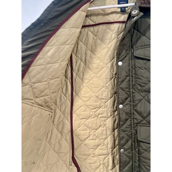 Boys Gap Preppy Quilted Field Jacket Green Corduroy Details XXL 14/16 - Picture 6 of 8